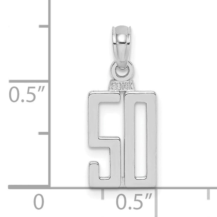 Lovely Rita's Pendants & Charms 14K White Gold Polished Finished Block Script Design Number 50 Charm Pendant