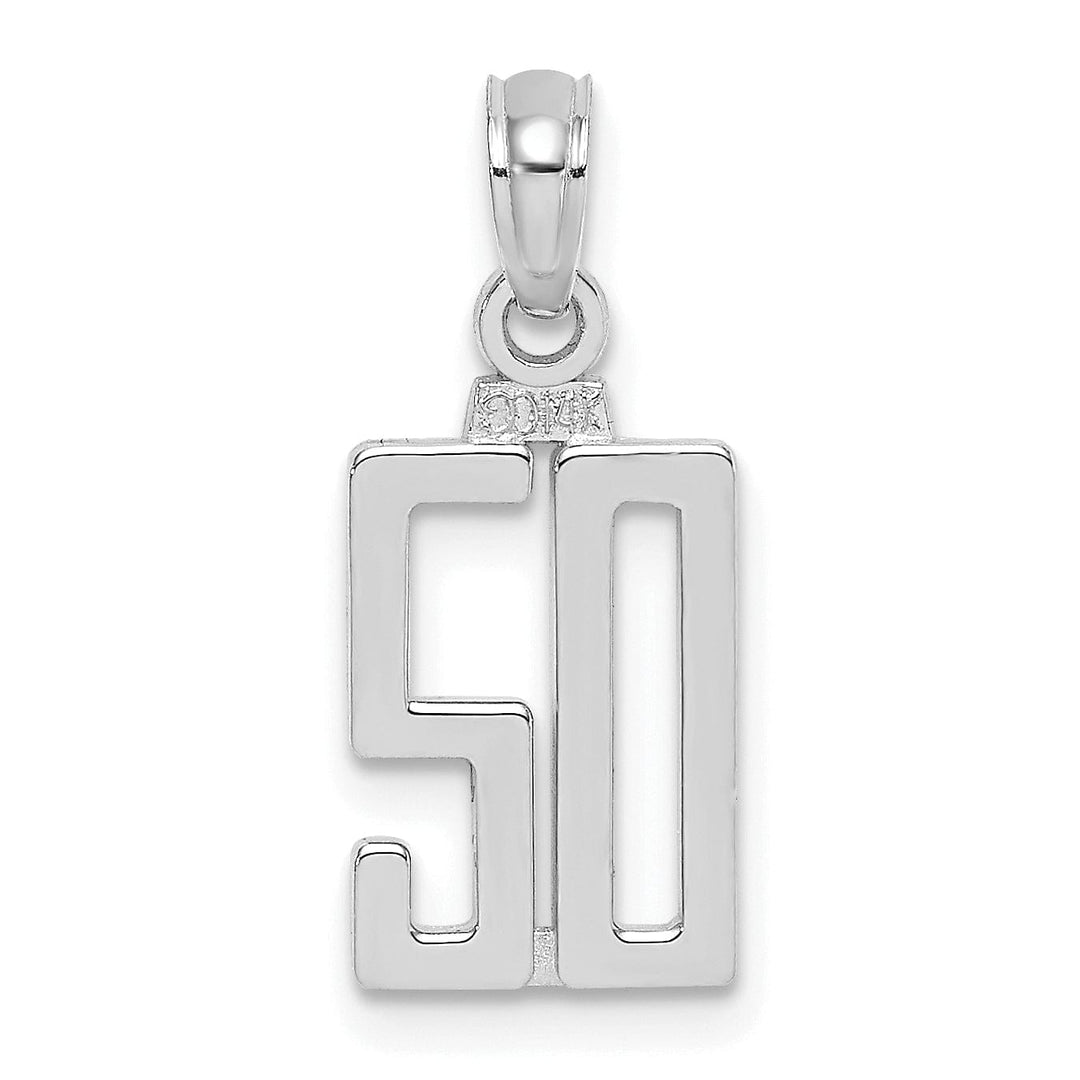 Lovely Rita's Pendants & Charms 14K White Gold Polished Finished Block Script Design Number 50 Charm Pendant