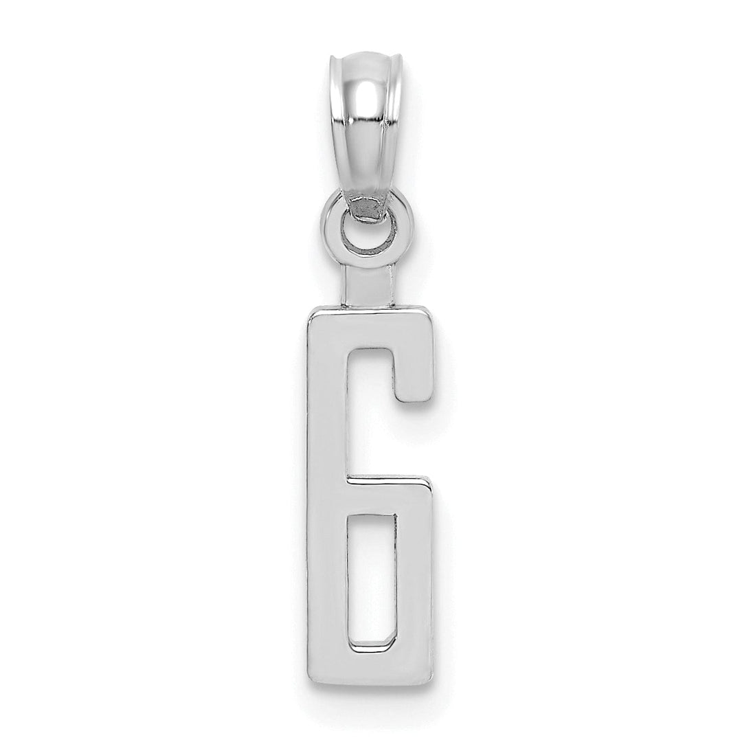 Lovely Rita's Pendants & Charms 14K White Gold Polished Finished Block Script Design Number 6 Charm Pendant