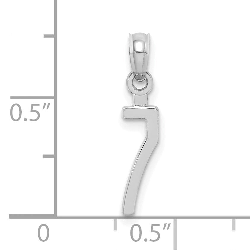 Lovely Rita's Pendants & Charms 14K White Gold Polished Finished Block Script Design Number 7 Charm Pendant