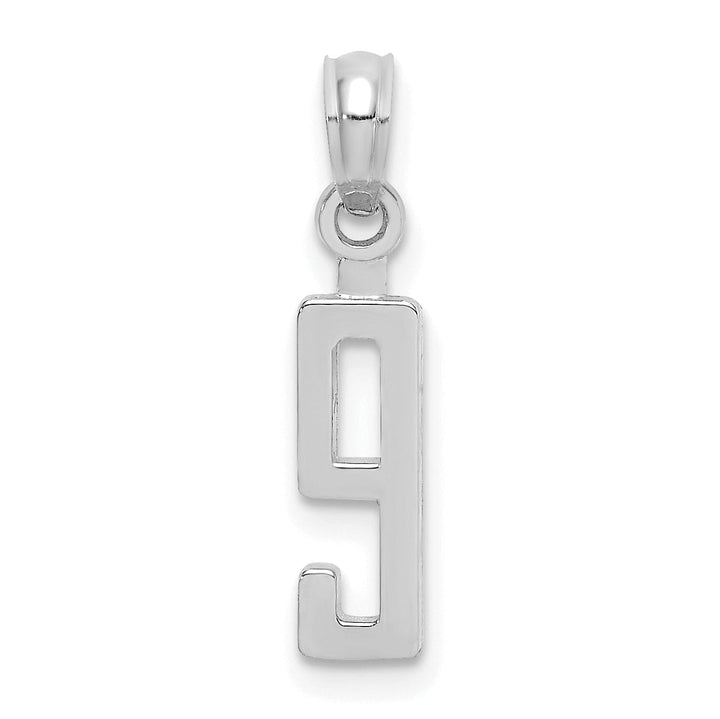 Lovely Rita's Pendants & Charms 14K White Gold Polished Finished Block Script Design Number 9 Charm Pendant