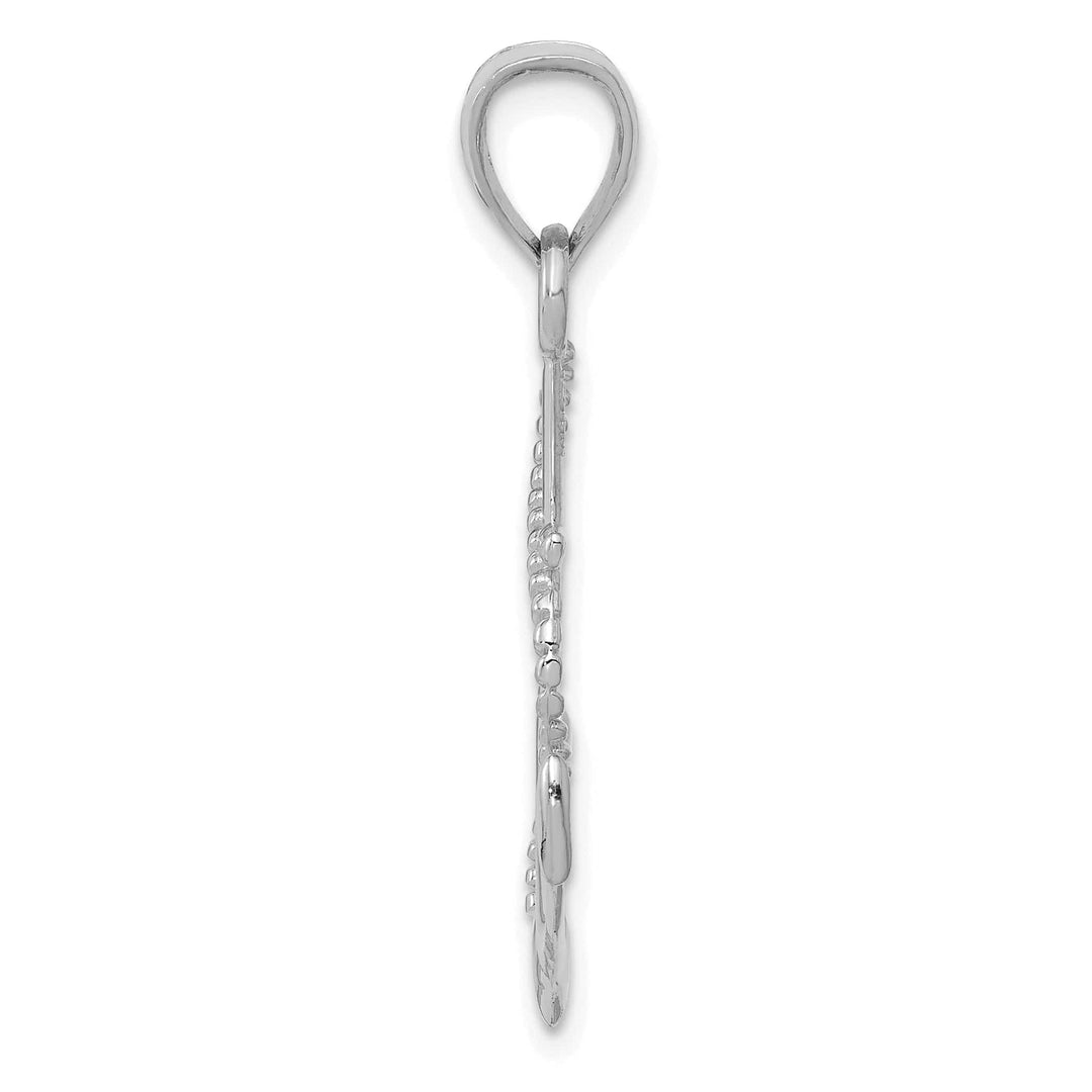 Lovely Rita's Pendants & Charms 14K White Gold Polished Finished Solid Mens Anchor Rope Design Charm Pendant