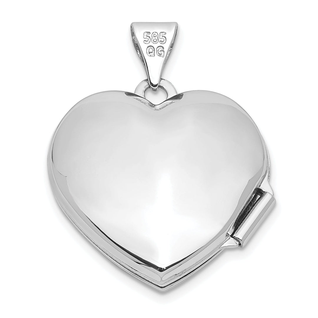 Lovely Rita's Pendants & Charms 14k White Gold Polished Heart-Shaped Floral Locket