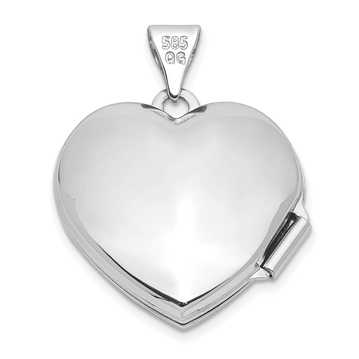 Lovely Rita's Pendants & Charms 14k White Gold Polished Heart-Shaped Floral Locket