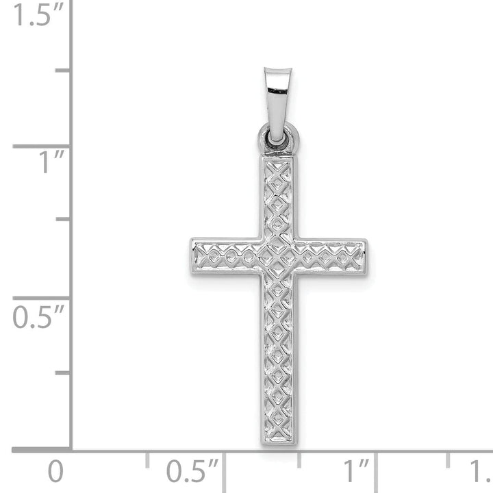 Lovely Rita's Pendants & Charms 14k White Gold Polished Lattice Cross Pendant