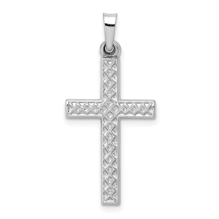 Lovely Rita's Pendants & Charms 14k White Gold Polished Lattice Cross Pendant