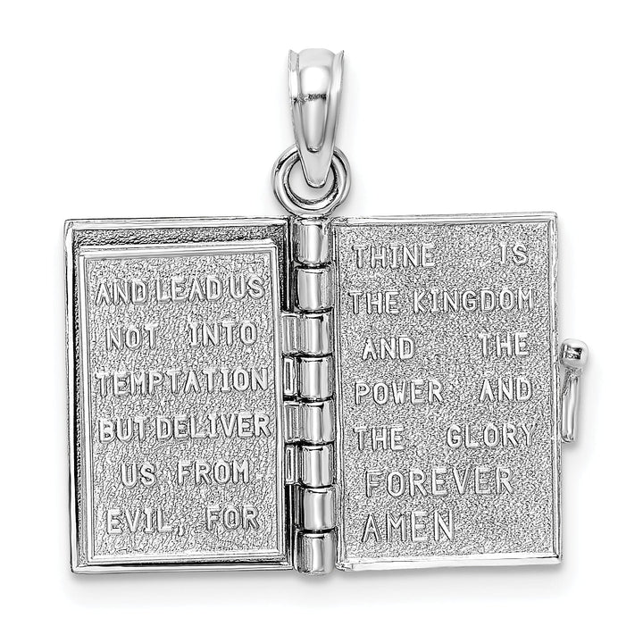 Lovely Rita's Pendants & Charms 14K White Gold Polished Moveable 3-D Lord's Prayer Holy Bible Pendant