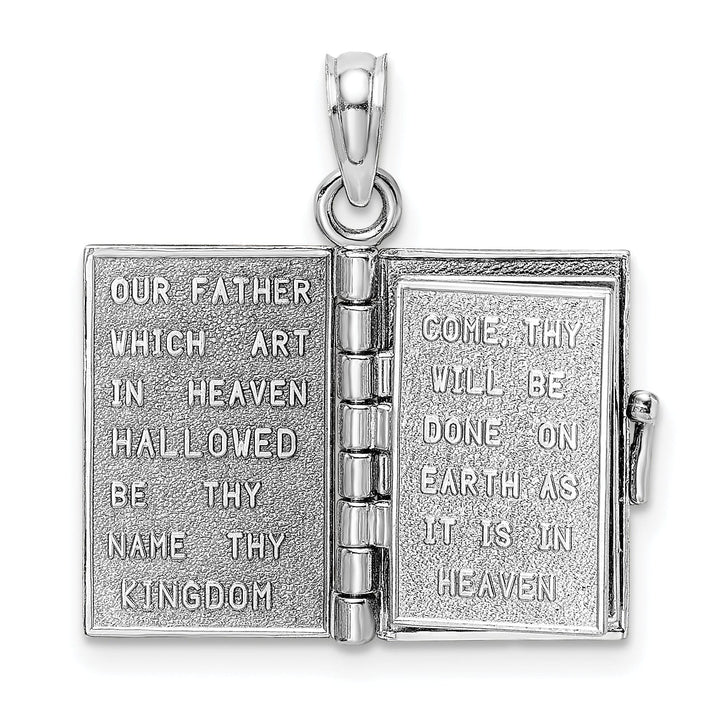 Lovely Rita's Pendants & Charms 14K White Gold Polished Moveable 3-D Lord's Prayer Holy Bible Pendant