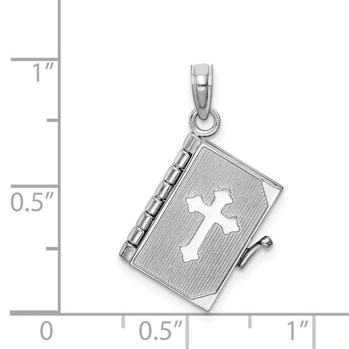 Lovely Rita's Pendants & Charms 14K White Gold Polished Moveable 3-D Lord's Prayer Holy Bible Pendant