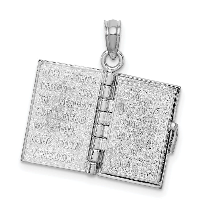 Lovely Rita's Pendants & Charms 14K White Gold Polished Moveable 3-D Lord's Prayer Holy Bible Pendant