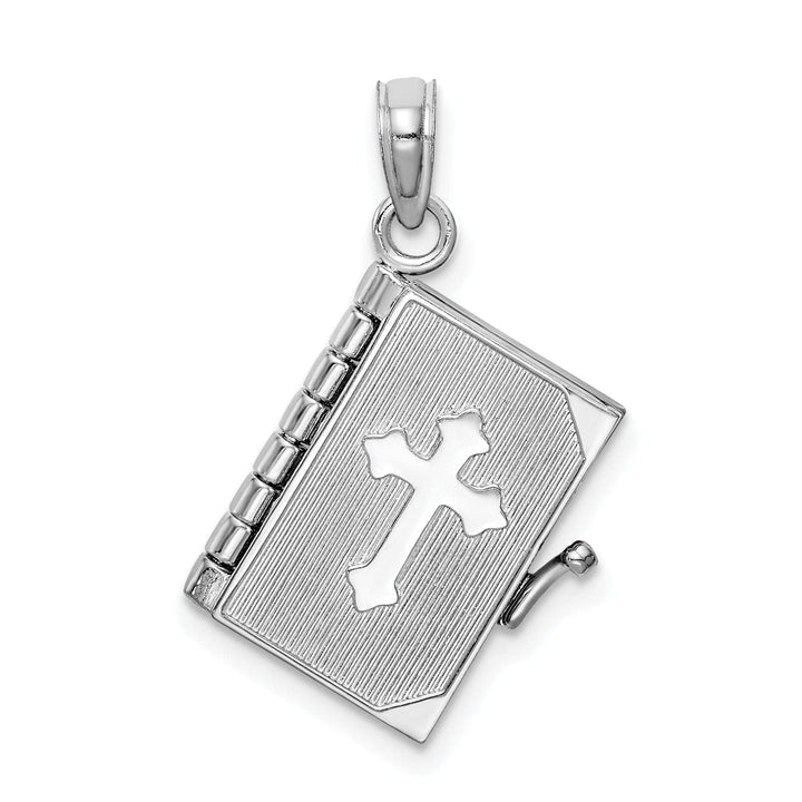 Lovely Rita's Pendants & Charms 14K White Gold Polished Moveable 3-D Lord's Prayer Holy Bible Pendant