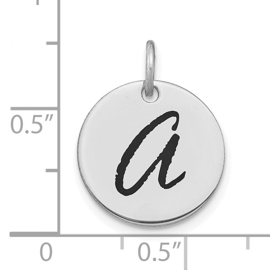 Lovely Rita's Pendants & Charms 14k White Gold Polished Rhodium Black Epoxy Finish Letter A Initial Disk Shape Charm Pendant