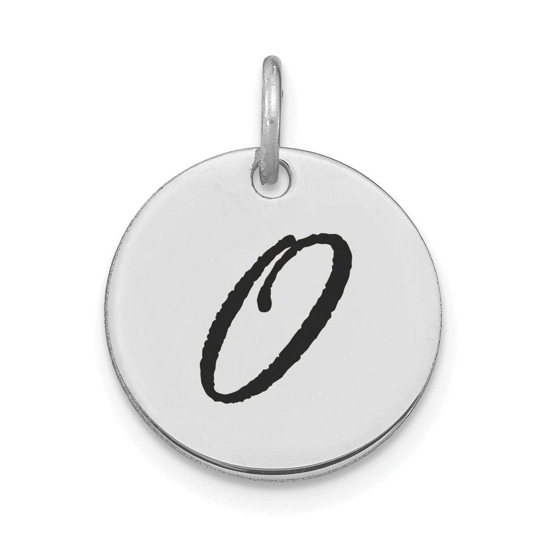 Lovely Rita's Pendants & Charms 14k White Gold Polished Rhodium Black Epoxy Finish Letter O Initial Disk Shape Charm Pendant