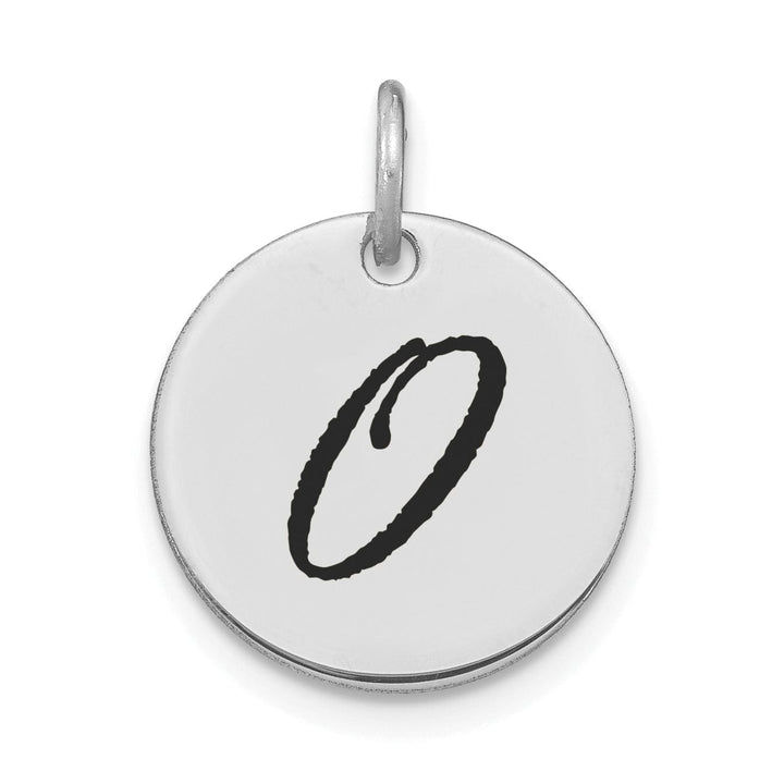 Lovely Rita's Pendants & Charms 14k White Gold Polished Rhodium Black Epoxy Finish Letter O Initial Disk Shape Charm Pendant