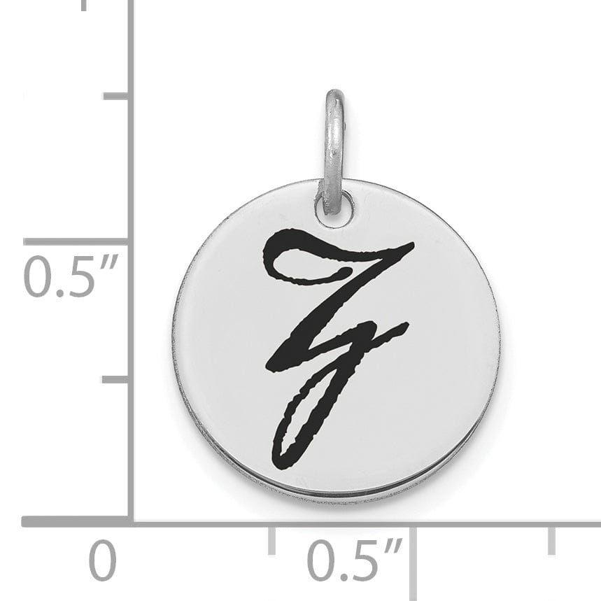 Lovely Rita's Pendants & Charms 14k White Gold Polished Rhodium Black Epoxy Finish Letter Z Initial Disk Shape Charm Pendant