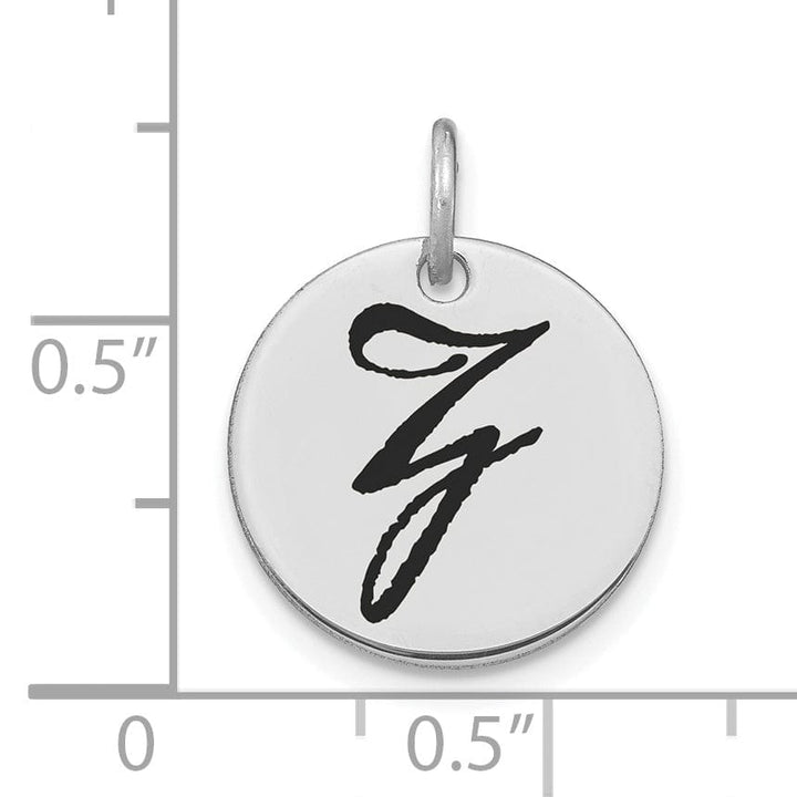 Lovely Rita's Pendants & Charms 14k White Gold Polished Rhodium Black Epoxy Finish Letter Z Initial Disk Shape Charm Pendant