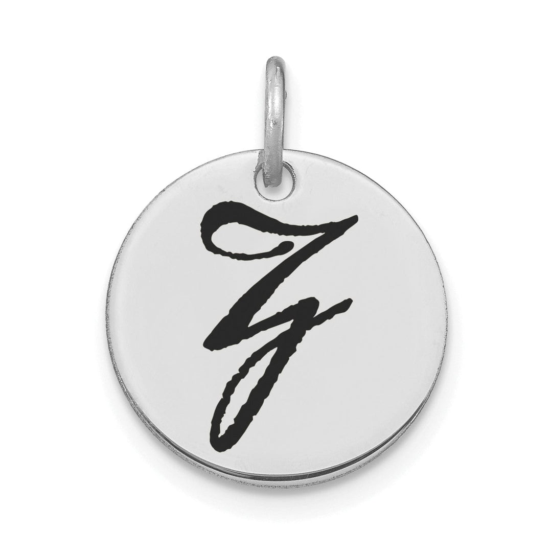 Lovely Rita's Pendants & Charms 14k White Gold Polished Rhodium Black Epoxy Finish Letter Z Initial Disk Shape Charm Pendant