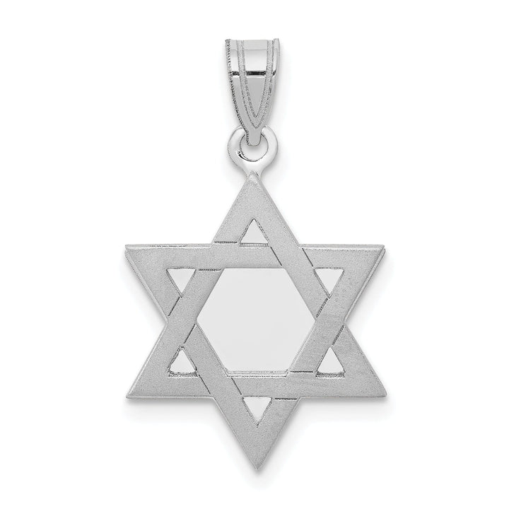 Lovely Rita's Pendants & Charms 14K White Gold Polished Satin Finish Flat Back Star of David Pendant