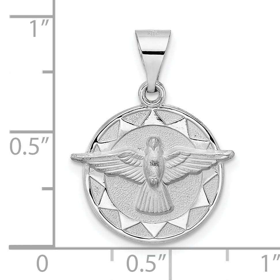 Lovely Rita's Pendants & Charms 14k White Gold Polished Satin Round Unisex Holy Spirit Charm Pendant