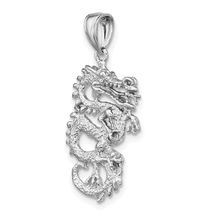 Lovely Rita's Pendants & Charms 14k White Gold Polished Solid Textured Finish 3-Dimensional Dragon Design Charm Pendant
