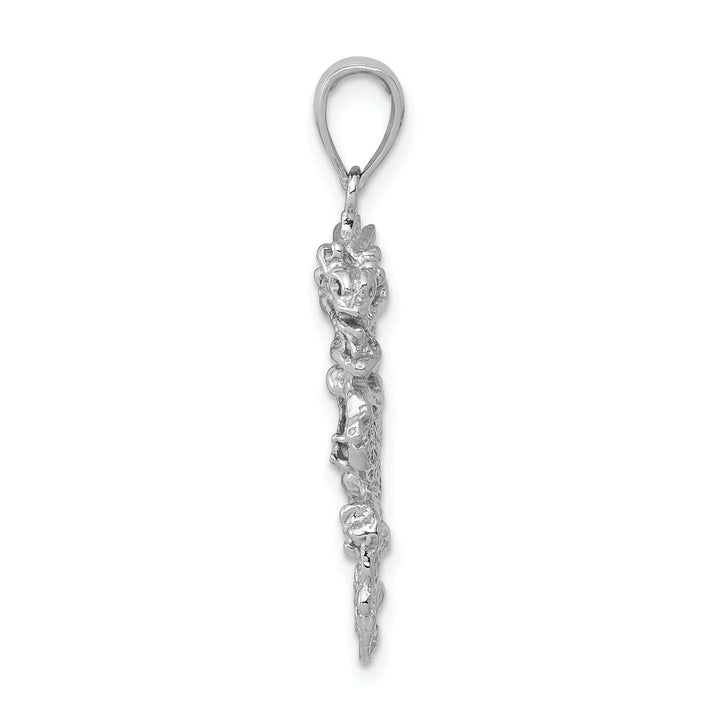 Lovely Rita's Pendants & Charms 14k White Gold Polished Solid Textured Finish 3-Dimensional Dragon Design Charm Pendant