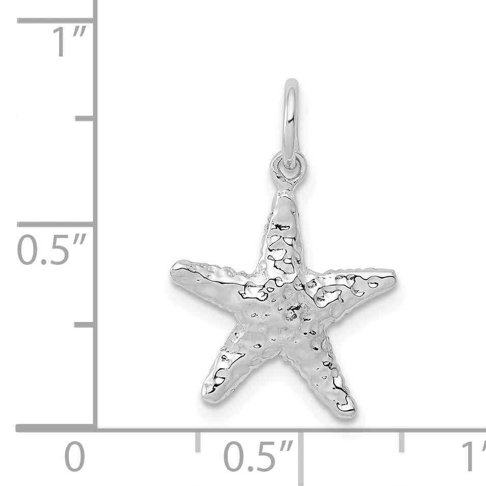 Lovely Rita's Pendants & Charms 14K White Gold Polished Texture Finish 3-Dimensional Starfish Charm Pendant