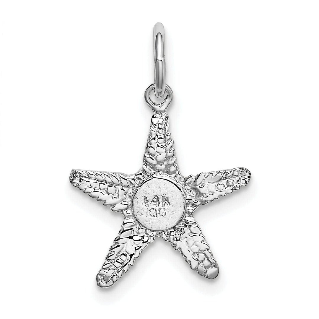 Lovely Rita's Pendants & Charms 14K White Gold Polished Texture Finish 3-Dimensional Starfish Charm Pendant