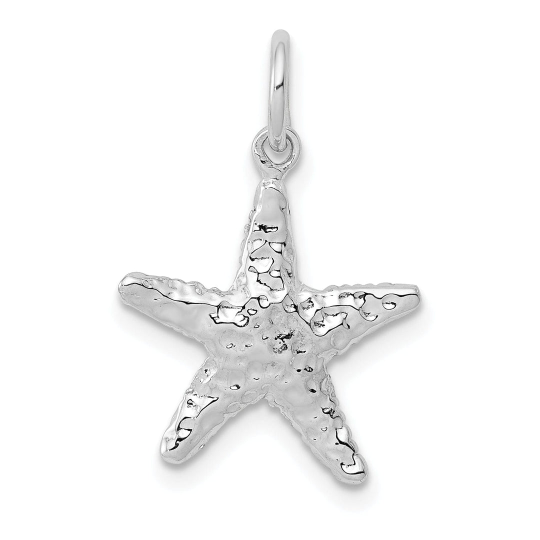 Lovely Rita's Pendants & Charms 14K White Gold Polished Texture Finish 3-Dimensional Starfish Charm Pendant