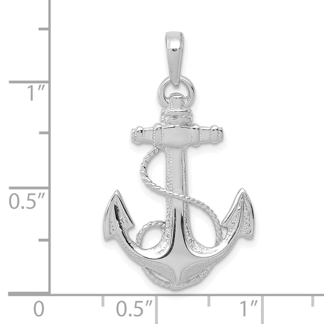 Lovely Rita's Pendants & Charms 14k White Gold Polished Texture Finish Anchor with Rope Design Charm Pendant