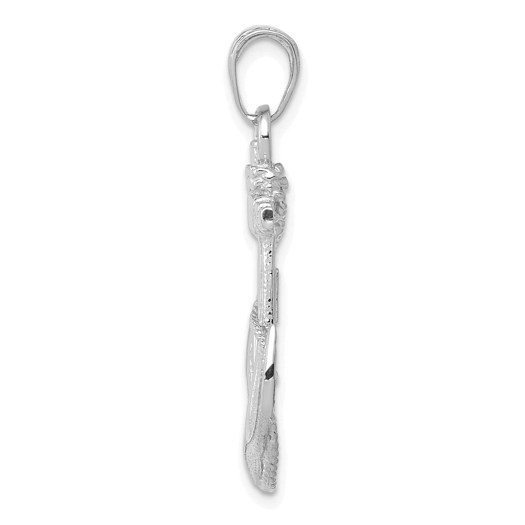 Lovely Rita's Pendants & Charms 14k White Gold Polished Texture Finish Anchor with Rope Design Charm Pendant