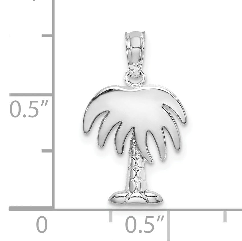 Lovely Rita's Pendants & Charms 14K White Gold Polished Texture Finish Charleston Palm Tree Charm Pendant