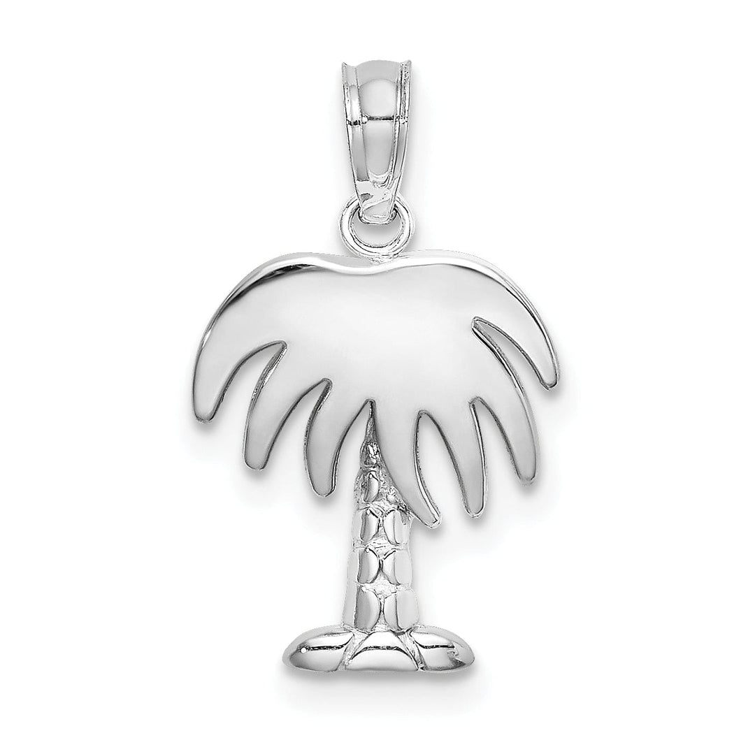 Lovely Rita's Pendants & Charms 14K White Gold Polished Texture Finish Charleston Palm Tree Charm Pendant