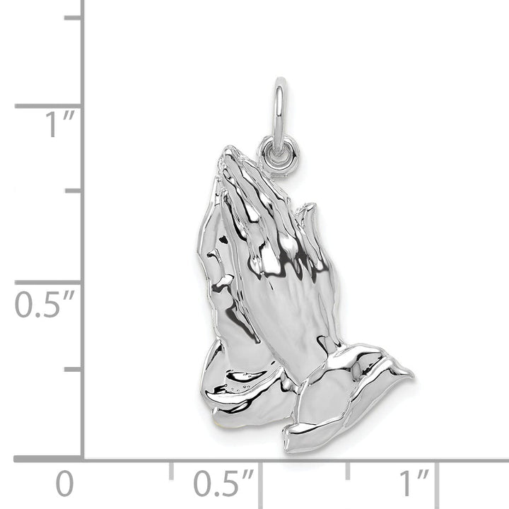 Lovely Rita's Pendants & Charms 14k White Gold Polished Texture Finish Solid Praying Hands Pendant
