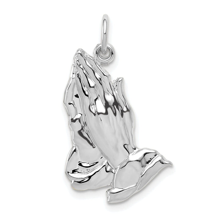 Lovely Rita's Pendants & Charms 14k White Gold Polished Texture Finish Solid Praying Hands Pendant