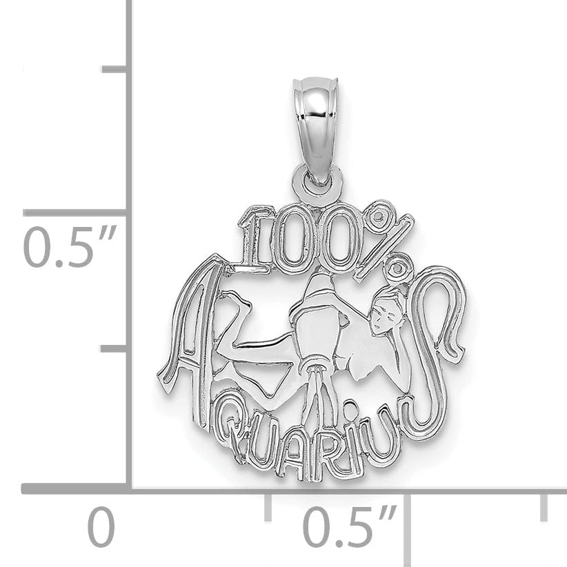 Lovely Rita's Pendants & Charms 14K White Gold Polished Textured Finish 100% Zodiac AQUARIUS Charm Pendant