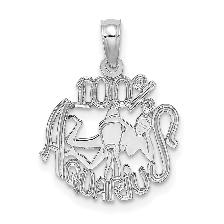 Lovely Rita's Pendants & Charms 14K White Gold Polished Textured Finish 100% Zodiac AQUARIUS Charm Pendant