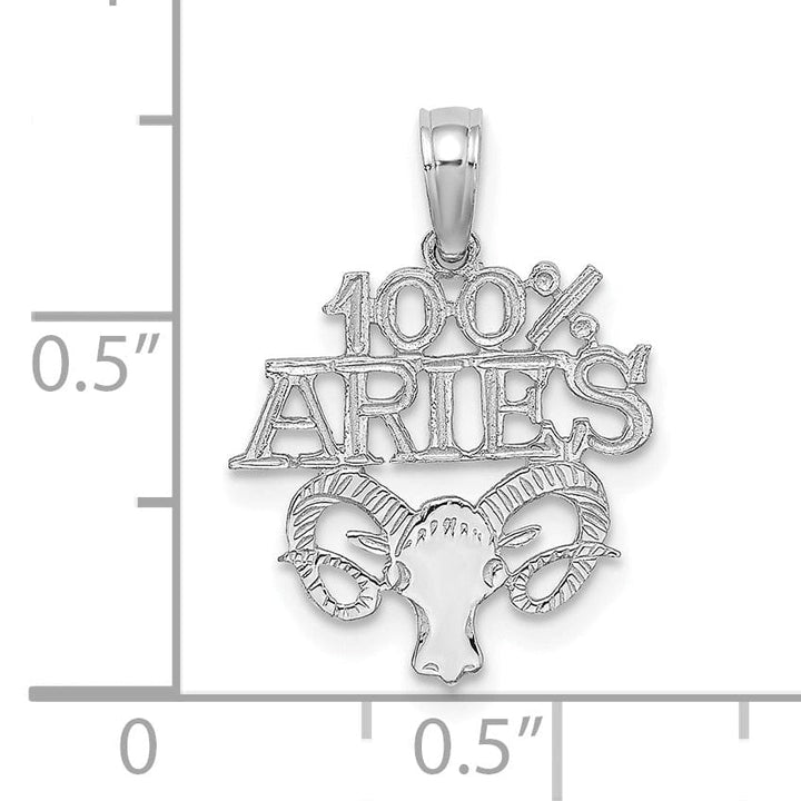 Lovely Rita's Pendants & Charms 14K White Gold Polished Textured Finish 100% Zodiac ARIES Charm Pendant