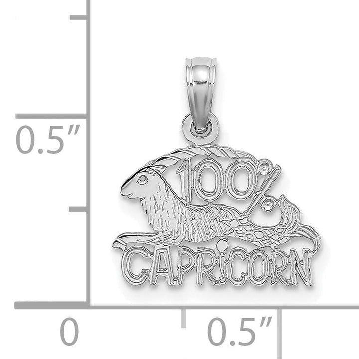Lovely Rita's Pendants & Charms 14K White Gold Polished Textured Finish 100% Zodiac CAPRICORN Charm Pendant