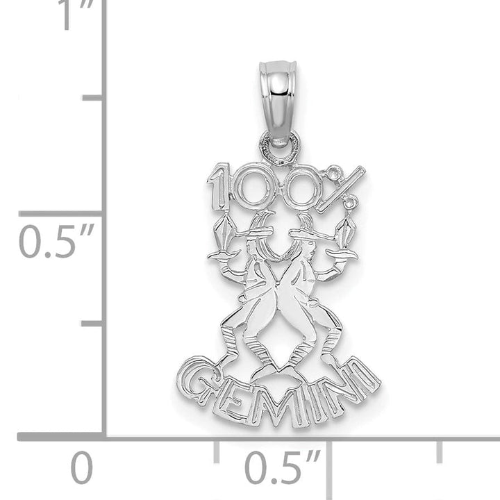 Lovely Rita's Pendants & Charms 14K White Gold Polished Textured Finish 100% Zodiac GEMINI Charm Pendant