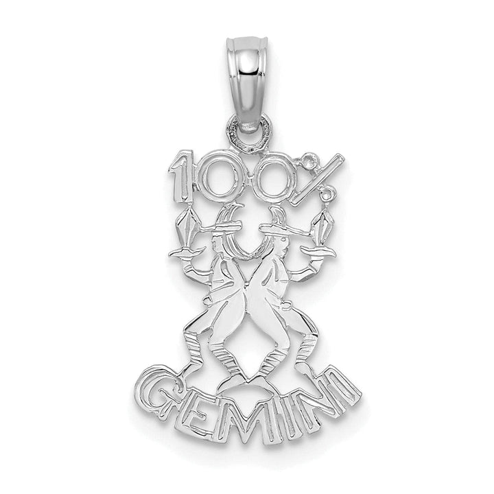 Lovely Rita's Pendants & Charms 14K White Gold Polished Textured Finish 100% Zodiac GEMINI Charm Pendant