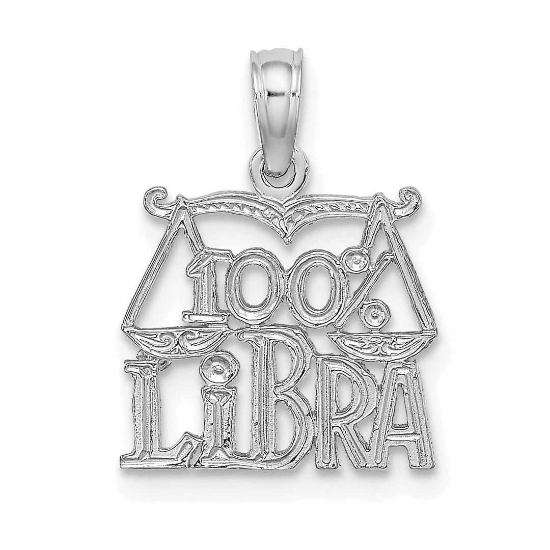 Lovely Rita's Pendants & Charms 14K White Gold Polished Textured Finish 100% Zodiac LIBRA Charm Pendant