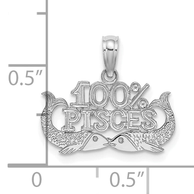 Lovely Rita's Pendants & Charms 14K White Gold Polished Textured Finish 100% Zodiac PISCES Charm Pendant