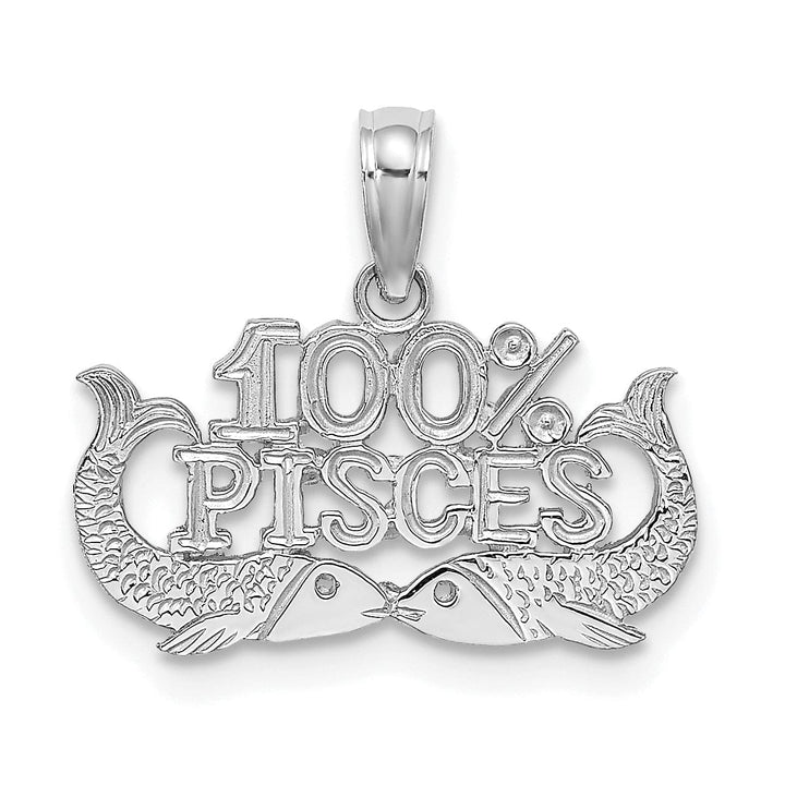 Lovely Rita's Pendants & Charms 14K White Gold Polished Textured Finish 100% Zodiac PISCES Charm Pendant