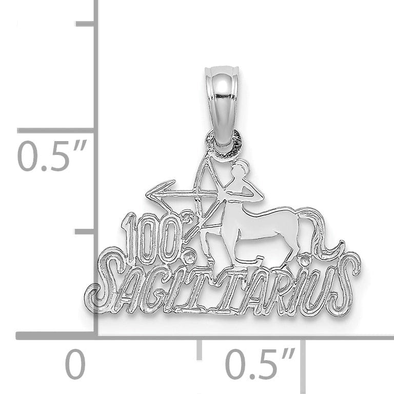 Lovely Rita's Pendants & Charms 14K White Gold Polished Textured Finish 100% Zodiac SAGITTARIUS Charm Pendant