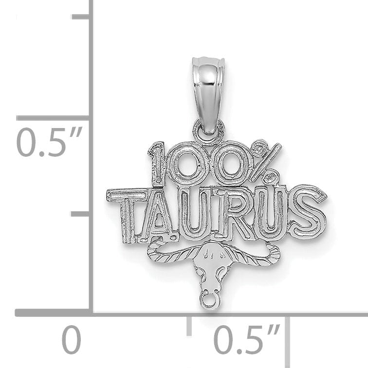 Lovely Rita's Pendants & Charms 14K White Gold Polished Textured Finish 100% Zodiac TAURUS Charm Pendant