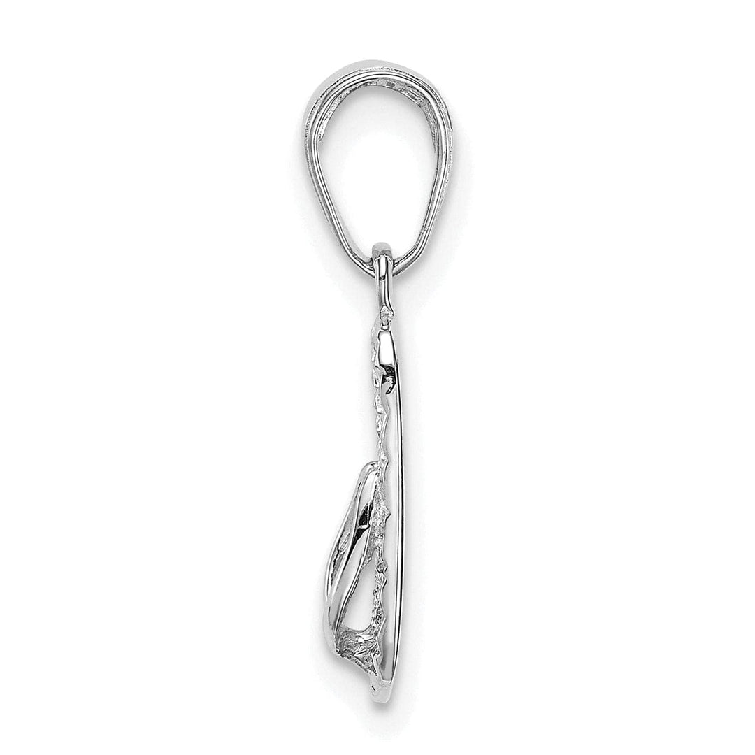 Lovely Rita's Pendants & Charms 14k White Gold Polished Textured Finish 3-Dimensional HAWAII Flip-Flop Sandle Charm Pendant
