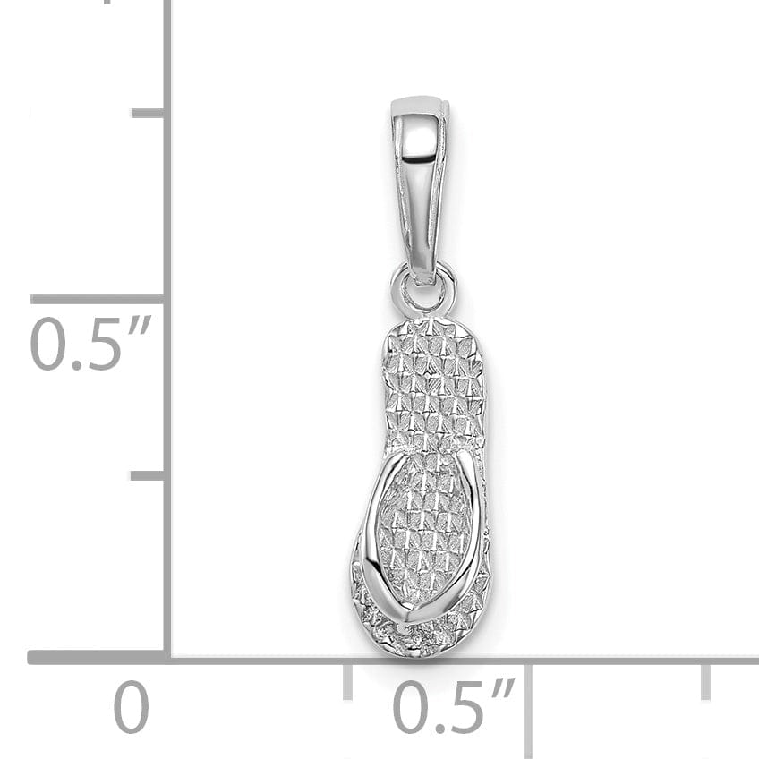 Lovely Rita's Pendants & Charms 14k White Gold Polished Textured Finish 3-Dimensional HAWAII Flip-Flop Sandle Charm Pendant
