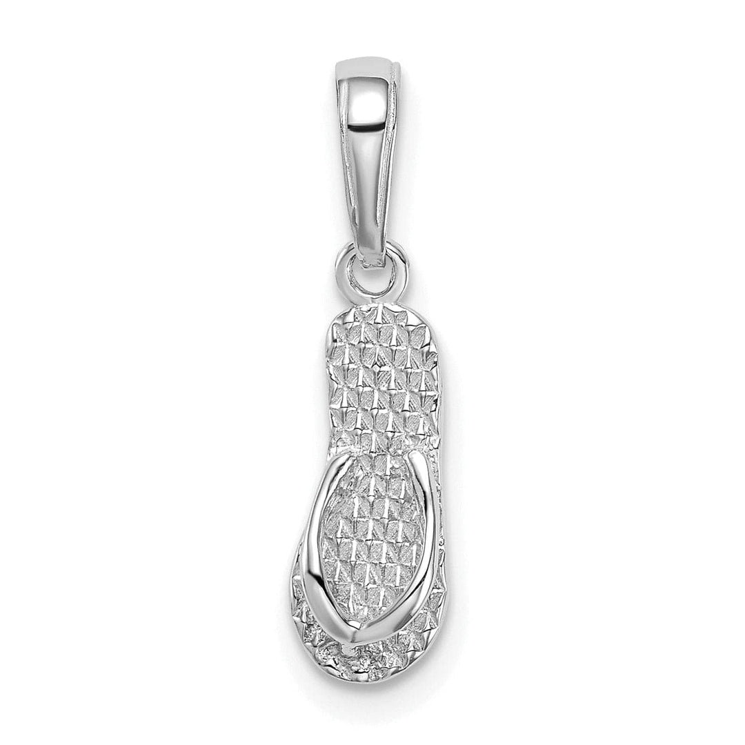 Lovely Rita's Pendants & Charms 14k White Gold Polished Textured Finish 3-Dimensional HAWAII Flip-Flop Sandle Charm Pendant