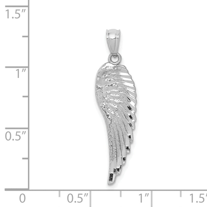 Lovely Rita's Pendants & Charms 14K White Gold Polished Textured Finish Men's Angel Wing Pendant