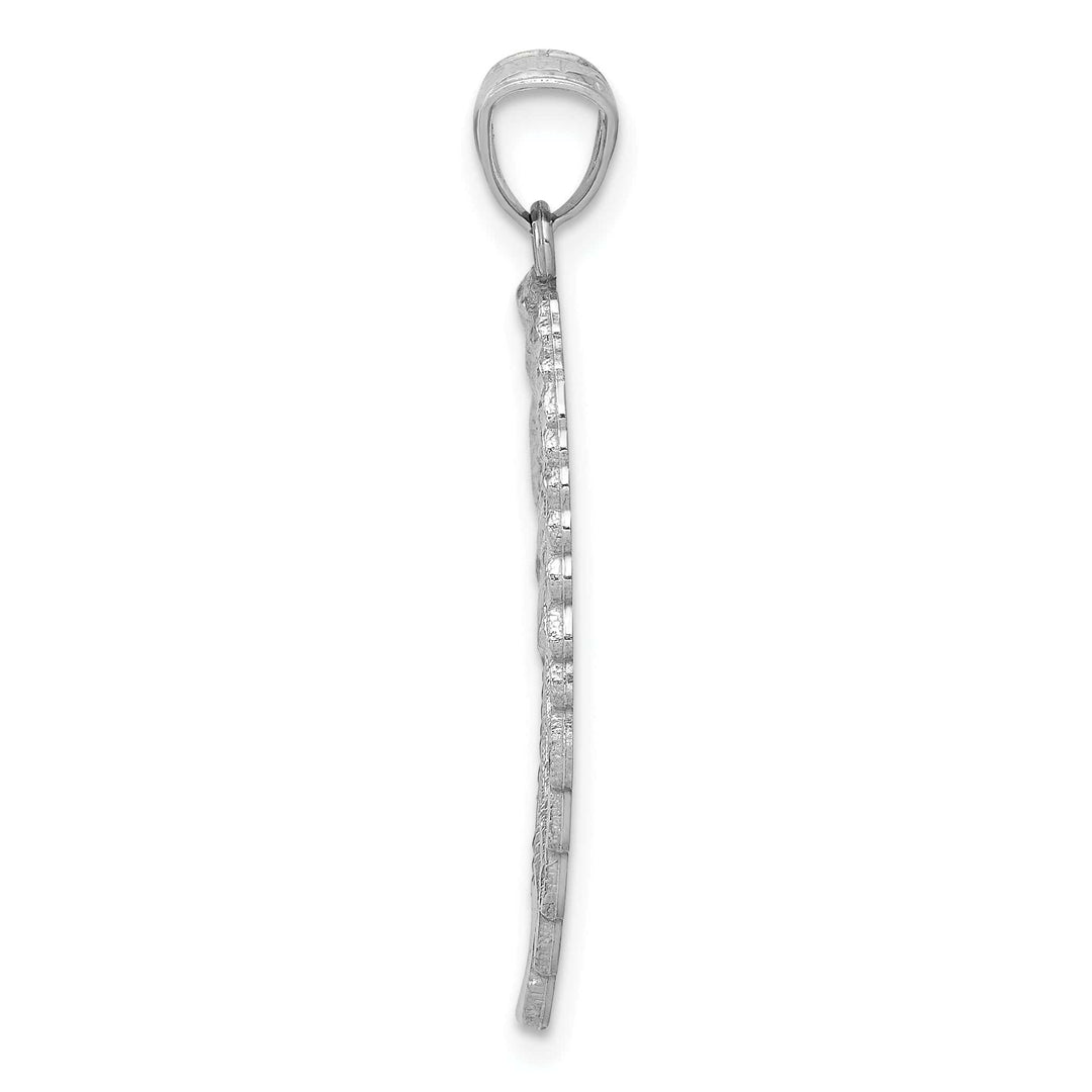 Lovely Rita's Pendants & Charms 14K White Gold Polished Textured Finish Men's Angel Wing Pendant